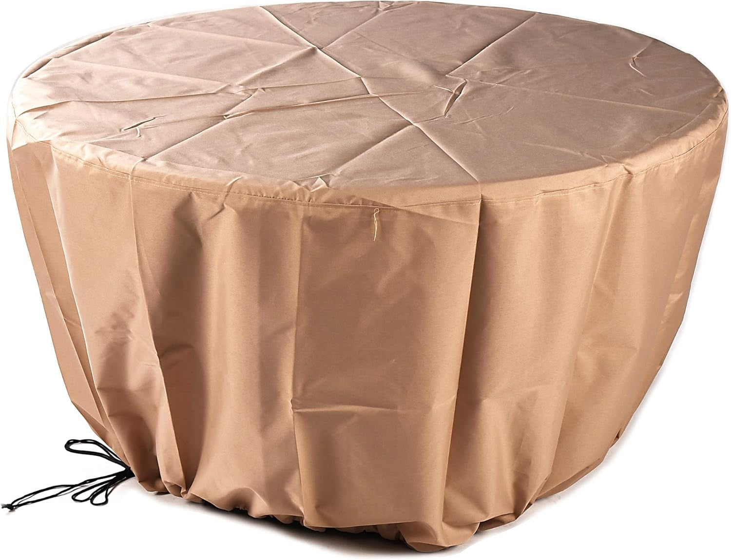Aluminum 57,0000 BTU 44 In. round Propane Black Fire Pit Table with Fire Beads, Lid, Propane Tank Cover and Table Fabric Covers in Copper Finish