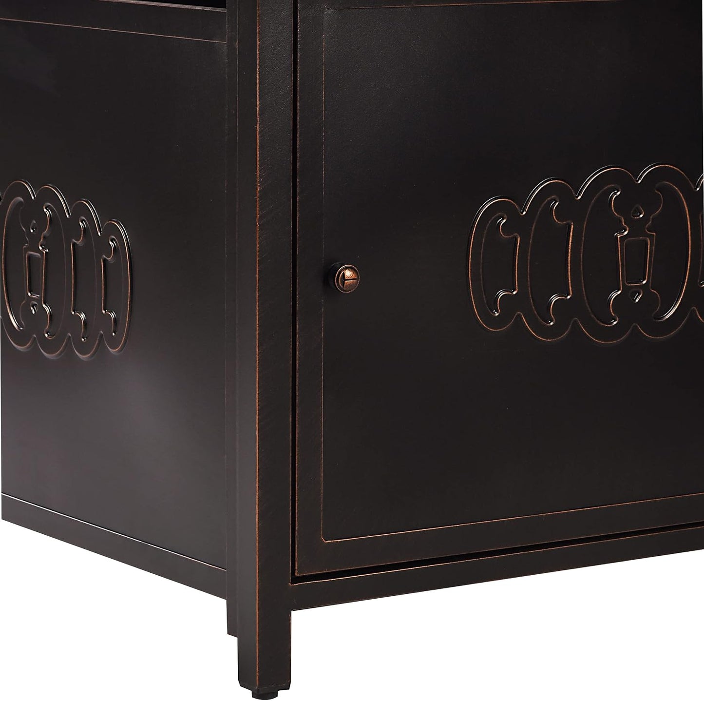 Aluminum 57,0000 BTU 42 In. Square Propane Black Fire Pit Table with Fire Beads, Lid, Propane Tank Cover and Table Fabric Covers in Copper Finish
