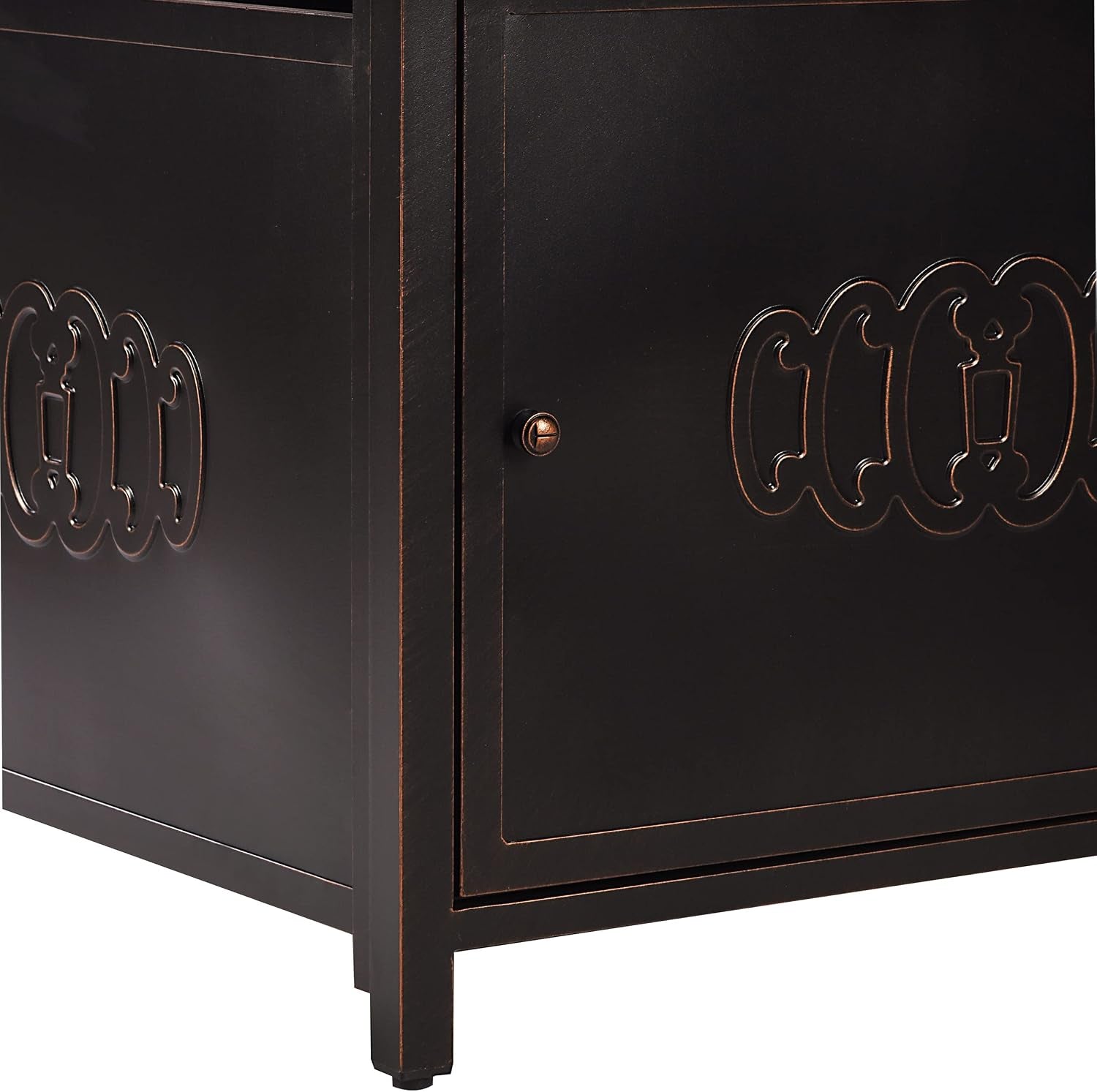 Aluminum 57,0000 BTU 42 In. Square Propane Black Fire Pit Table with Fire Beads, Lid, Propane Tank Cover and Table Fabric Covers in Copper Finish