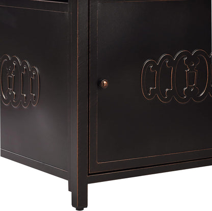 Aluminum 57,0000 BTU 42 In. Square Propane Black Fire Pit Table with Fire Beads, Lid, Propane Tank Cover and Table Fabric Covers in Copper Finish