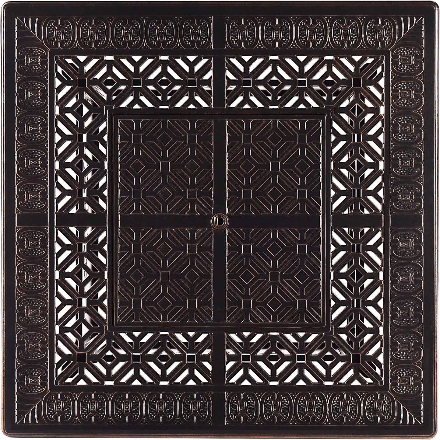 Aluminum 57,0000 BTU 42 In. Square Propane Black Fire Pit Table with Fire Beads, Lid, Propane Tank Cover and Table Fabric Covers in Copper Finish