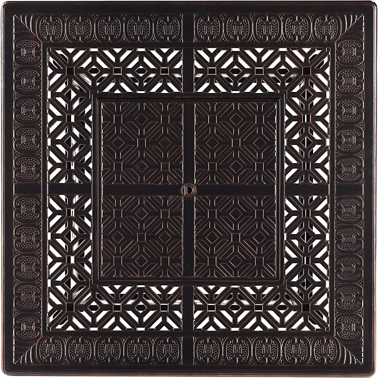 Aluminum 57,0000 BTU 42 In. Square Propane Black Fire Pit Table with Fire Beads, Lid, Propane Tank Cover and Table Fabric Covers in Copper Finish