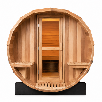 6-Person Patchwork Red Cedar Traditional Steam Barrel Sauna
